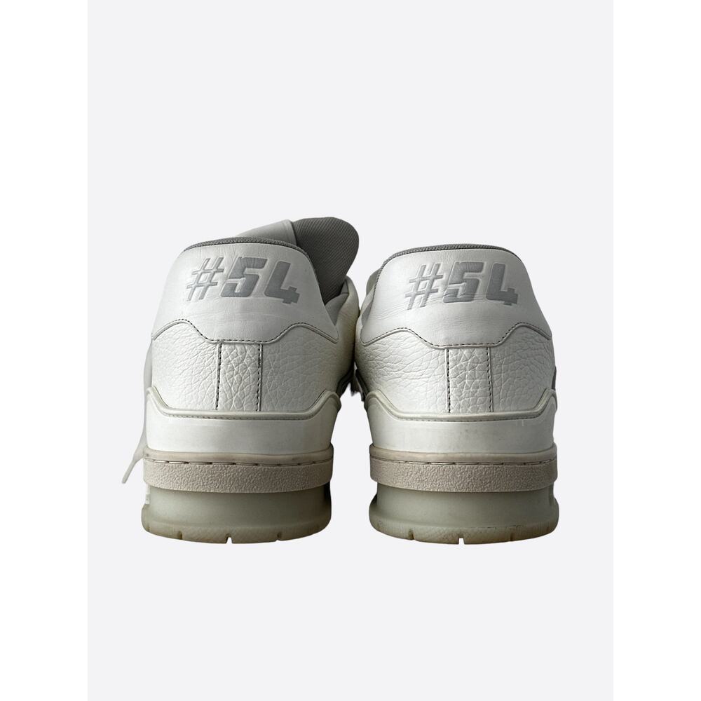 Louis Vuitton White & Grey Leather Trainers - Picture 4 of 8